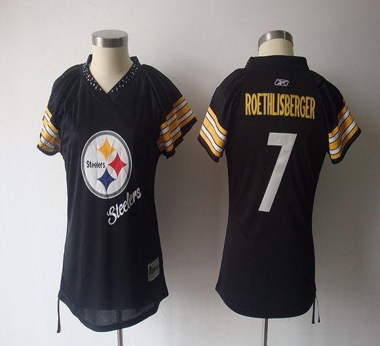Steelers #7 Ben Roethlisberger Black 2011 Women's Field Flirt Stitched NFL Jersey - Click Image to Close